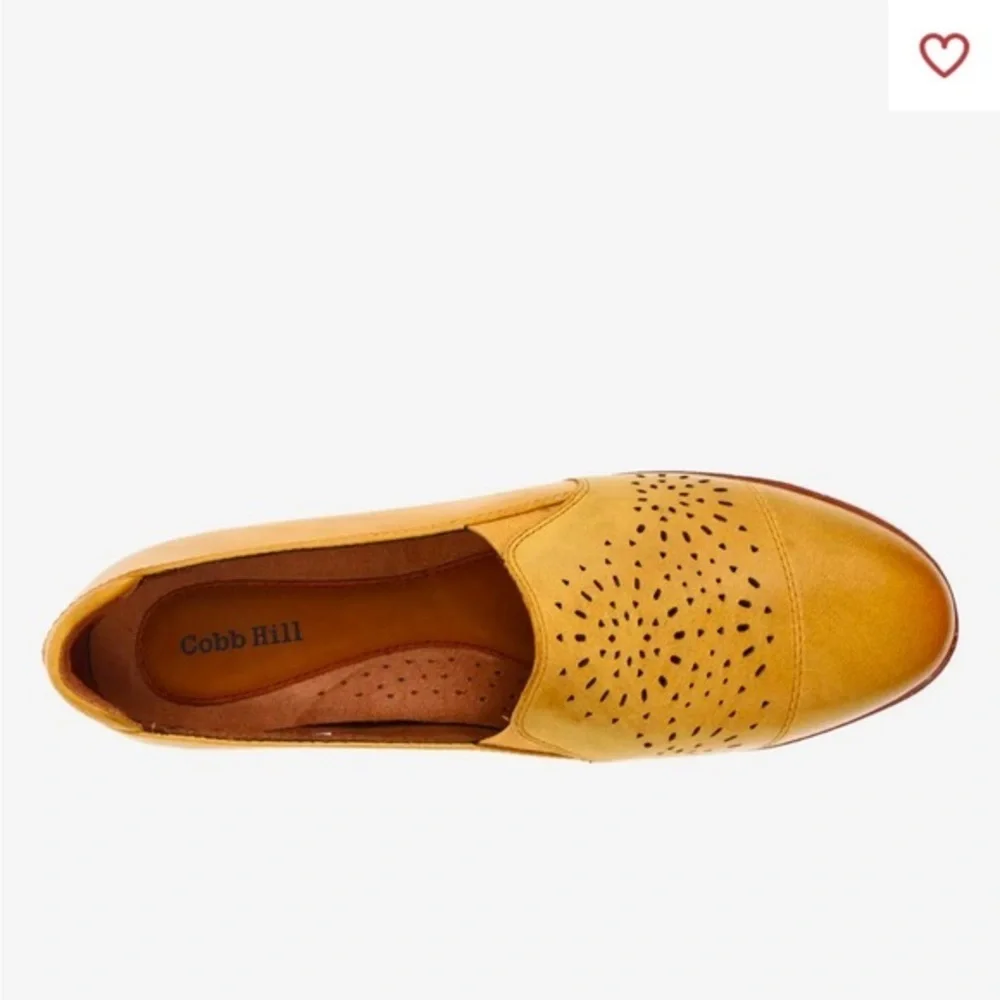Cobb Hill Laci Gore Perforated Slip On Loafers NWOB 10M Sunbeam Leather